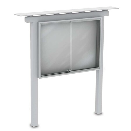 United Visual Products Sliding Door Indoor Enclosed Corkboard, 4 UV9025ACSH-SATIN-KEYLIME
